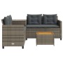 Sofá de jardín en forma de L con mesa y cojines ratán PE gris de , Conjuntos de jardín - Ref: Foro24-369037, Precio: 287,62 €...