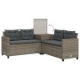 Sofá de jardín en forma de L con mesa y cojines ratán PE gris de , Conjuntos de jardín - Ref: Foro24-369037, Precio: 287,62 €...