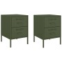 Mesitas de noche 2 unidades acero verde oliva 36x39x50,5 cm de , Mesitas de noche - Ref: Foro24-842931, Precio: 127,79 €, Des...