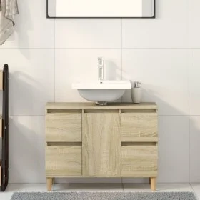 Armario de lavabo madera contrachapada roble Sonoma 80x33x60 cm de , Tocadores de baño - Ref: Foro24-849665, Precio: 75,87 €,...