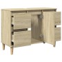 Armario de lavabo madera contrachapada roble Sonoma 80x33x60 cm de , Tocadores de baño - Ref: Foro24-849665, Precio: 76,80 €,...