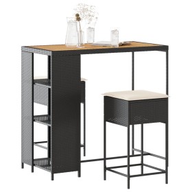 Juego de bar de jardín de 3 piezas con cojines ratán PE negro de , Conjuntos de jardín - Ref: Foro24-3261496, Precio: 228,54 ...