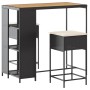 Juego de bar de jardín de 3 piezas con cojines ratán PE negro de , Conjuntos de jardín - Ref: Foro24-3261496, Precio: 228,54 ...