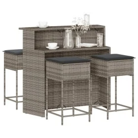 Juego de bar de jardín de 5 piezas con cojines ratán PE gris de , Conjuntos de jardín - Ref: Foro24-3261489, Precio: 400,24 €...
