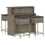 Juego de bar de jardín de 5 piezas con cojines ratán PE gris de , Conjuntos de jardín - Ref: Foro24-3261489, Precio: 407,77 €...