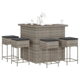 5-piece garden bar set with gray PE rattan cushions by , Garden sets - Ref: Foro24-3261505, Price: 452,36 €, Discount: %