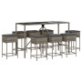 Juego de bar de jardín de 9 piezas con cojines ratán PE gris de , Conjuntos de jardín - Ref: Foro24-3261475, Precio: 502,44 €...
