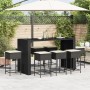 Juego de bar de jardín 9 piezas con cojines ratán PE negro de , Conjuntos de jardín - Ref: Foro24-3261513, Precio: 666,95 €, ...