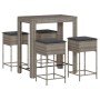 Juego de bar de jardín de 5 piezas con cojines ratán PE gris de , Conjuntos de jardín - Ref: Foro24-3261456, Precio: 301,98 €...