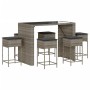 Juego de bar de jardín 7 piezas con cojines ratán PE gris de , Conjuntos de jardín - Ref: Foro24-3261511, Precio: 556,67 €, D...