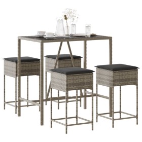 Juego de bar de jardín de 5 piezas con cojines ratán PE gris de , Conjuntos de jardín - Ref: Foro24-3261468, Precio: 331,98 €...