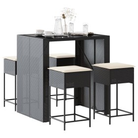 Juego de bar de jardín de 5 piezas con cojines ratán PE negro de , Conjuntos de jardín - Ref: Foro24-3261507, Precio: 393,84 ...