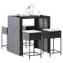 Juego de bar de jardín de 5 piezas con cojines ratán PE negro de , Conjuntos de jardín - Ref: Foro24-3261507, Precio: 393,84 ...