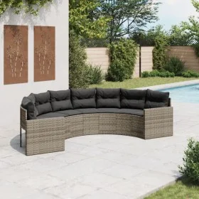 Halbrundes Gartensofa mit grauen Polstern aus synthetischem Rattan. von , Outdoor-Sofas - Ref: Foro24-3318514, Preis: 448,35 ...