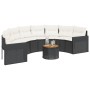 Sofá de jardín semicircular con mesa y cojines ratán PE negro de , Sofás de exterior - Ref: Foro24-3318521, Precio: 450,73 €,...