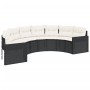Sofá de jardín semicircular con mesa y cojines ratán PE negro de , Sofás de exterior - Ref: Foro24-3318521, Precio: 450,73 €,...