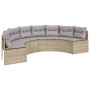 Sofá de jardín semicircular con mesa y cojines ratán PE beige de , Sofás de exterior - Ref: Foro24-3318528, Precio: 489,40 €,...