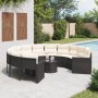 Sofá de jardín redondo con mesa y cojines ratán PE negro de , Sofás de exterior - Ref: Foro24-3318535, Precio: 560,13 €, Desc...