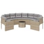 Sofá de jardín redondo con mesa y cojines ratán PE beige de , Sofás de exterior - Ref: Foro24-3318537, Precio: 574,70 €, Desc...