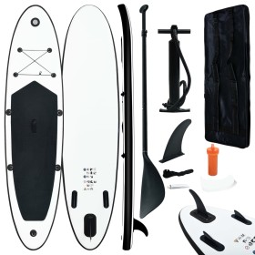 Juego de tabla de paddle surf hinchable blanco y negro de vidaXL, Paddleboards - Ref: Foro24-92730, Precio: 246,96 €, Descuen...