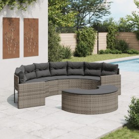 Sofá de jardín semicircular 2 piezas ratán sintético gris de , Sofás de exterior - Ref: Foro24-3262062, Precio: 554,14 €, Des...