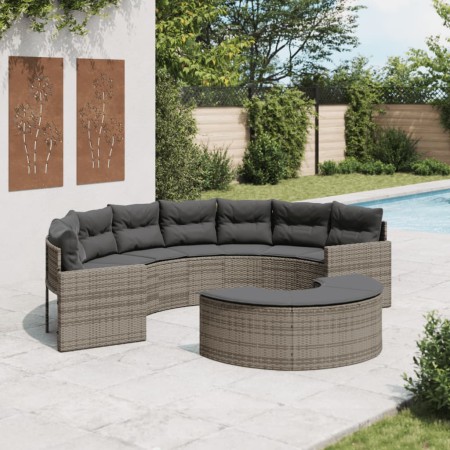 Sofá de jardín semicircular 2 piezas ratán sintético gris de , Sofás de exterior - Ref: Foro24-3262062, Precio: 554,14 €, Des...
