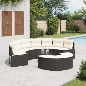 Set de sofá de jardín semicircular 3 pzas ratán sintético negro de , Sofás de exterior - Ref: Foro24-3262074, Precio: 597,03 ...