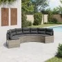 Semicircular garden sofa with gray synthetic rattan cushions by , Outdoor sofas - Ref: Foro24-3318523, Price: 432,56 €, Disco...