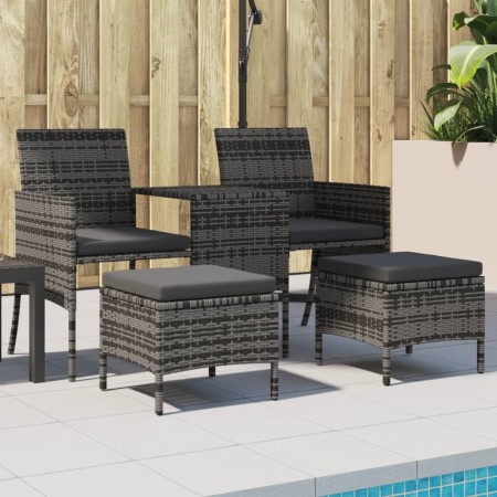 Sofá de jardín 2 plazas con mesa y taburetes ratán PE gris de , Sofás de exterior - Ref: Foro24-317627, Precio: 276,82 €, Des...