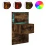 Wall-mounted bedside table with LED lights in smoked oak. by , Nightstands - Ref: Foro24-848165, Price: 57,39 €, Discount: %