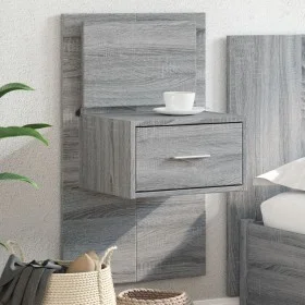 Mesita de noche de pared con luces LED gris Sonoma de , Mesitas de noche - Ref: Foro24-848167, Precio: 66,97 €, Descuento: %