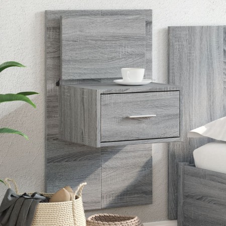 Mesita de noche de pared con luces LED gris Sonoma de , Mesitas de noche - Ref: Foro24-848167, Precio: 68,15 €, Descuento: %