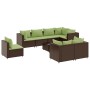 Set muebles de jardín 9 piezas y cojines ratán sintético marrón de , Conjuntos de jardín - Ref: Foro24-3308206, Precio: 688,0...