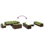 Set muebles de jardín 9 piezas y cojines ratán sintético marrón de , Conjuntos de jardín - Ref: Foro24-3308206, Precio: 688,0...