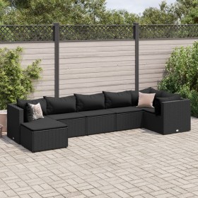 Set de muebles de jardín y cojines 7 pzas ratán sintético negro de , Conjuntos de jardín - Ref: Foro24-3308227, Precio: 531,4...