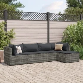 Set de muebles de jardín 5 pzas y cojines ratán sintético gris de , Conjuntos de jardín - Ref: Foro24-3308058, Precio: 322,04...