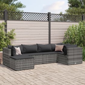 Set de muebles de jardín 6 pzas y cojines ratán sintético gris de , Conjuntos de jardín - Ref: Foro24-3308210, Precio: 407,06...