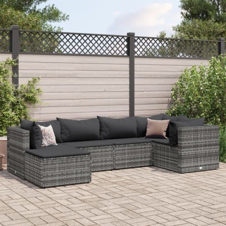 Set de muebles de jardín 6 pzas y cojines ratán sintético gris de , Conjuntos de jardín - Ref: Foro24-3308210, Precio: 407,06...
