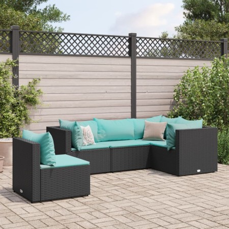 Set de muebles de jardín 5 pzas y cojines ratán sintético negro de , Conjuntos de jardín - Ref: Foro24-3308156, Precio: 367,4...