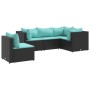 Set de muebles de jardín 5 pzas y cojines ratán sintético negro de , Conjuntos de jardín - Ref: Foro24-3308156, Precio: 367,4...
