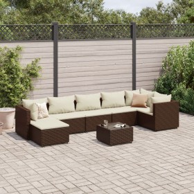 Set sofás de jardín 8 piezas y cojines ratán sintético marrón de , Conjuntos de jardín - Ref: Foro24-3308233, Precio: 629,76 ...