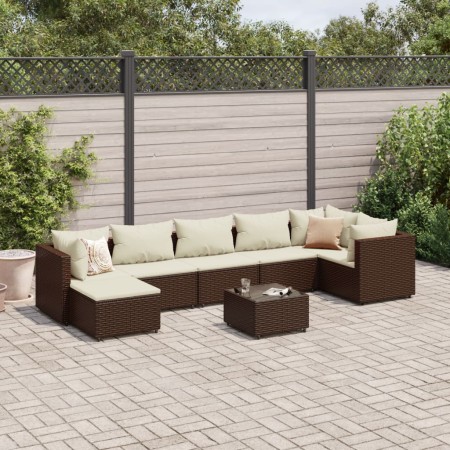 Set sofás de jardín 8 piezas y cojines ratán sintético marrón de , Conjuntos de jardín - Ref: Foro24-3308233, Precio: 629,76 ...