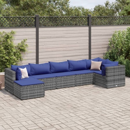 Set de muebles de jardín 7 pzas y cojines ratán sintético gris de , Conjuntos de jardín - Ref: Foro24-3308231, Precio: 438,06...