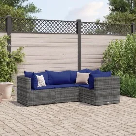 Set de muebles de jardín 4 pzas y cojines ratán sintético gris de , Conjuntos de jardín - Ref: Foro24-3308079, Precio: 260,02...