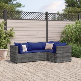 Set de muebles de jardín 4 pzas y cojines ratán sintético gris de , Conjuntos de jardín - Ref: Foro24-3308079, Precio: 263,14...