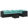 Set muebles de jardín 6 piezas y cojines ratán sintético negro de , Conjuntos de jardín - Ref: Foro24-3308100, Precio: 445,34...