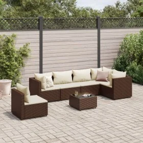 Set muebles de jardín 7 piezas y cojines ratán sintético marrón de , Conjuntos de jardín - Ref: Foro24-3308177, Precio: 555,3...