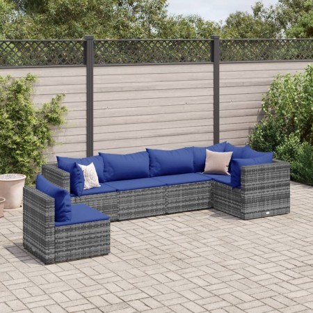 Set de muebles de jardín 6 pzas y cojines ratán sintético gris de , Conjuntos de jardín - Ref: Foro24-3308175, Precio: 393,30...