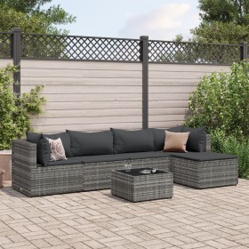 Set de muebles de jardín 6 pzas y cojines ratán sintético gris de , Conjuntos de jardín - Ref: Foro24-3308066, Precio: 377,88...
