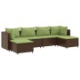 Set muebles de jardín 6 piezas y cojines ratán sintético marrón de , Conjuntos de jardín - Ref: Foro24-3308246, Precio: 398,4...